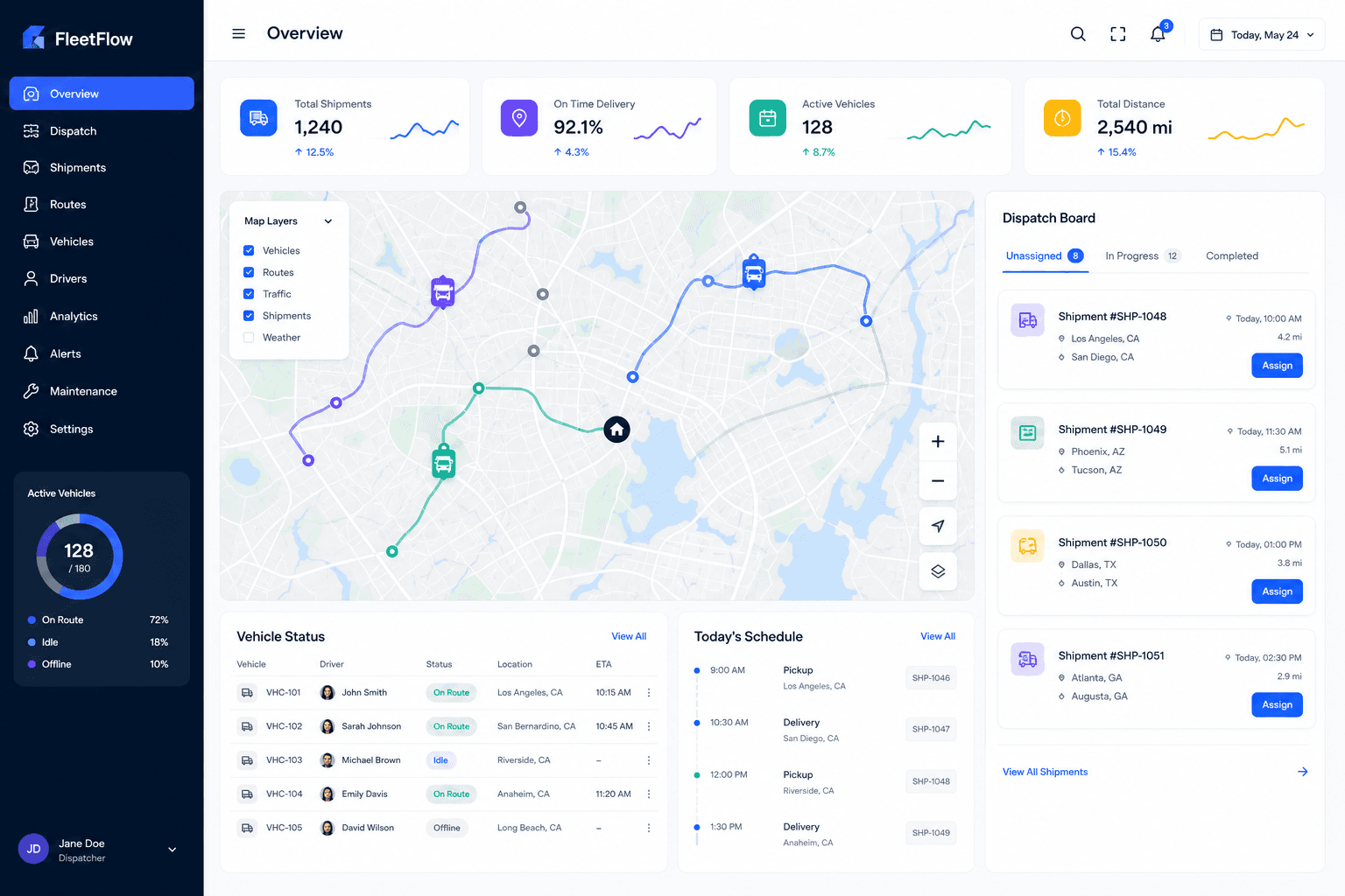 Fleet & Dispatch Dashboard